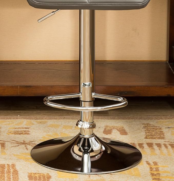 Roundhill Furniture Glasgow Contemporary Tufted Adjustable Height Hydraulic Grey Bar Stools, Set of 2,