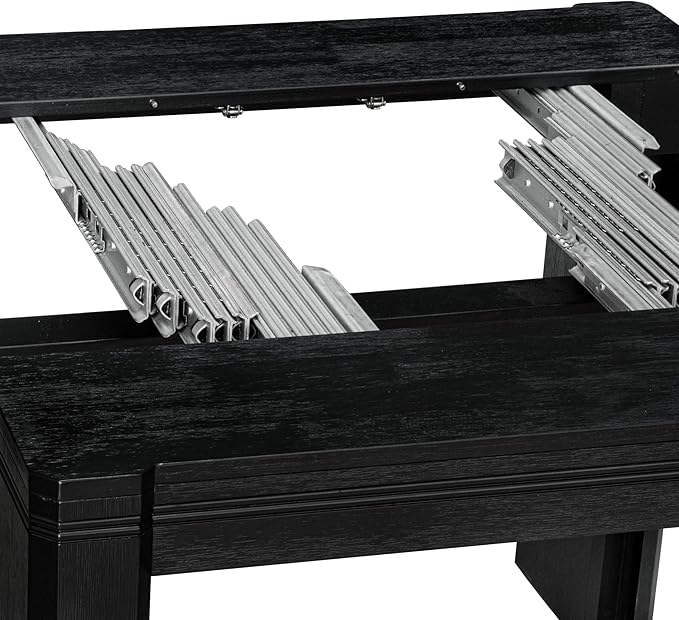 X07SI-B06-48 - 9-piece Dining Room Table Set a Rectangular Kitchen Table and a wooden Bench and 7 coffee Linen Fabric Dining Chair, 39x120 Inch, Wire Brushed Black
