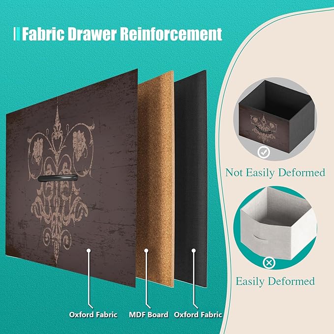 Dresser for Bedroom with 9 Drawers & 2 Open Shelves, Fabric Storage Dresser, Chest of Drawers, Long Dresser for Closet, Wooden Top & Metal Frame, Classic White