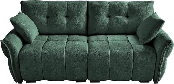 Modern Chenille Fabric 2-Seat Loveseat Sofa, Premium Upholstery Living Room Couch with Tufted Backrest & Comfortable Armrests and High-Resilience Memory Foam Cushions,Green