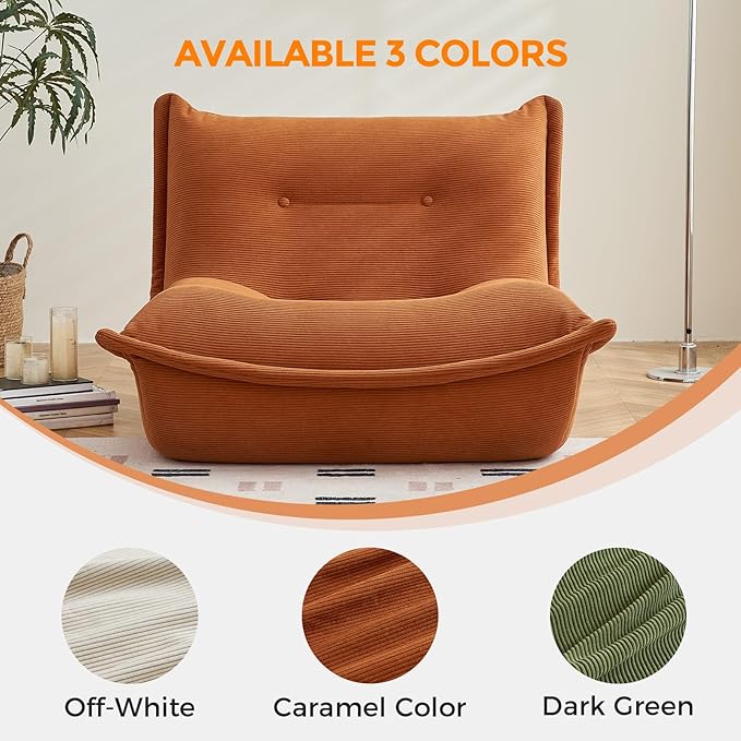 Bean Bag Chairs for Adults Giant BeanBag Chair Sofa Memory Foam Bean Bag Chair Couch with Ergonomic Design for Adults and Kids Home Living Room Bedroom Office Home Gaming Salon(Caramel Color)