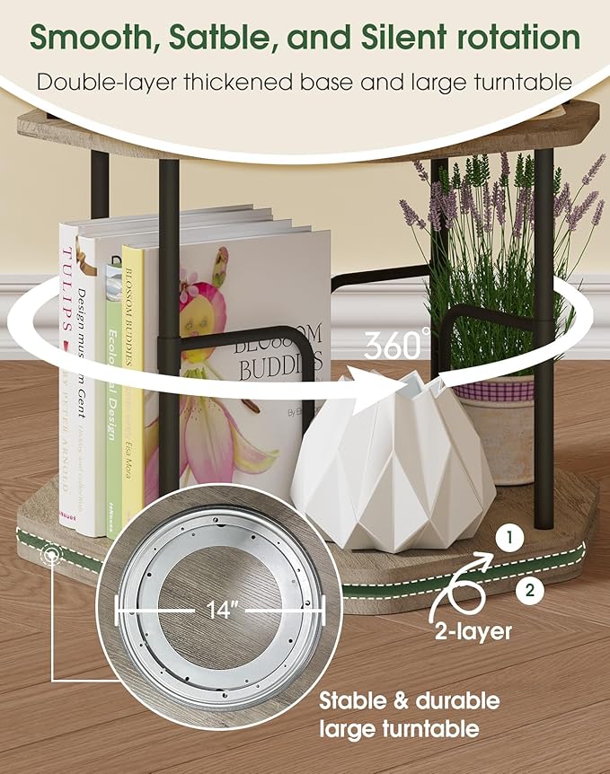 4 Tier Rotating Bookshelf, 360 Display Round Spinning Bookshelf Tower for Kids Room, Corner Shelf for Living Room, Office, Bedroom, Black