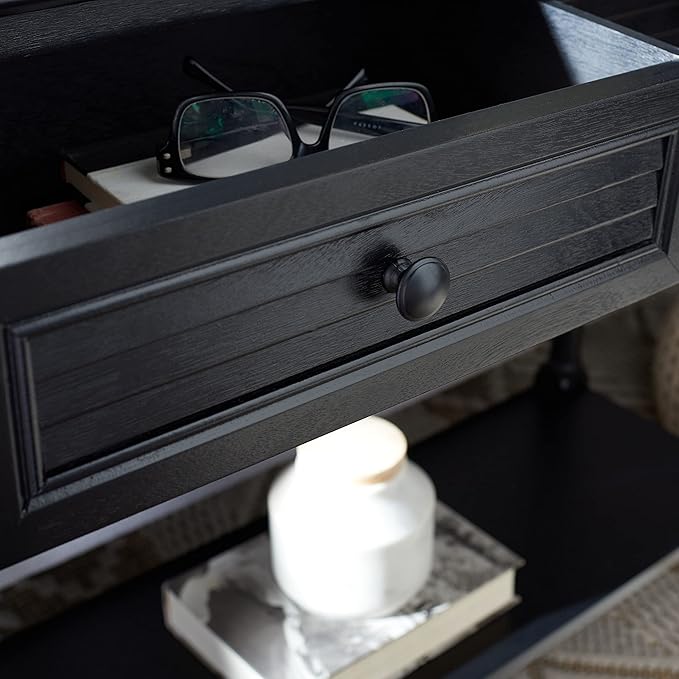 SAFAVIEH Home Collection Tate Black 2-Drawer Bottom Shelf Console Table CNS5720B