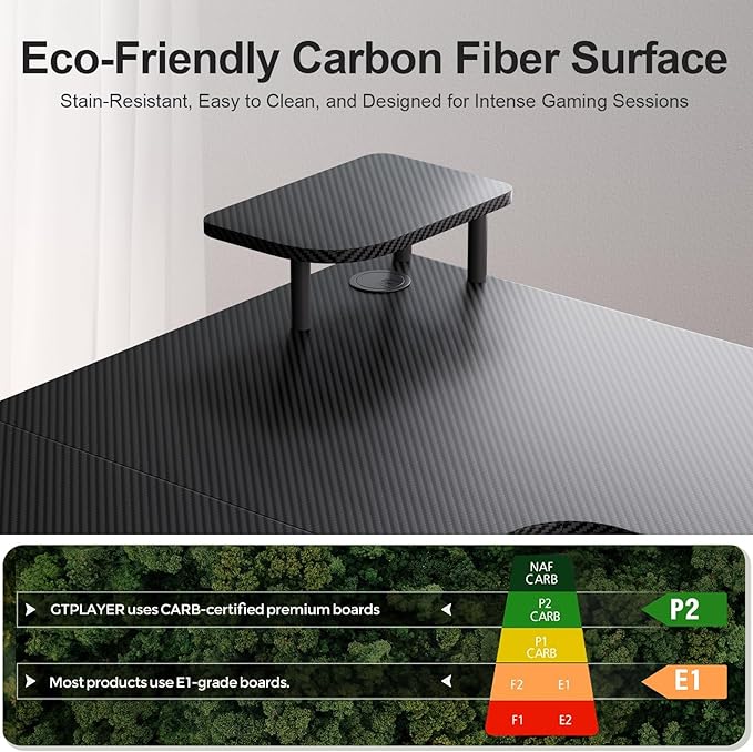 GTPLAYER L Shaped Desk with Drawers, Carbon Fiber Style Computer Desk with Monitor Shelf, Black Small L Shape Desk with Adjustable Open Storage Shelf, Corner PC Table for Small Space Home Office