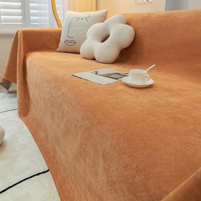 STACYPIK Waterproof Orange Couch Cover for Dogs, Washable Sofa Cover for 2 Cushion Couch, Anti-Cat Scratch Furniture Protector, Anti-Slip Pet Couch Protector,Tear Resistant Futon Cover-71X102IN