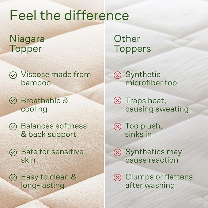 Ultra Soft King Size Mattress Topper - Viscose Made from Bamboo Pillow Top Mattress Pad for Back Pain Relief - Naturally Cooling for Hot Sleepers, Beige