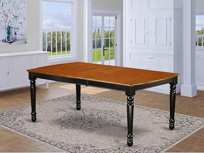East West Furniture DOT-BCH-T Dover Kitchen Dining Table - a Rectangle Wooden Table Top with Butterfly Leaf & Stylish Legs, 42x78 Inch, Black & Cherry