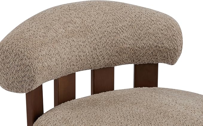 Christopher Knight Home Elvina Boucle Fabric Accent Chair, Solid Wood Single Lounge Sofa, Bedroom Comfy Reading Chair, for Modern Minimalist Style Living Room/Home Office, Light Brown