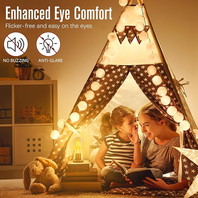 Edison Bulbs Dimmable, E26 LED Bulb 60 watt Equivalent, Soft White 2700K, ST58 Vintage Light Bulbs, 90+ CRI, 6W 600LM, E26 Medium Base, Clear Glass, 24 Pack