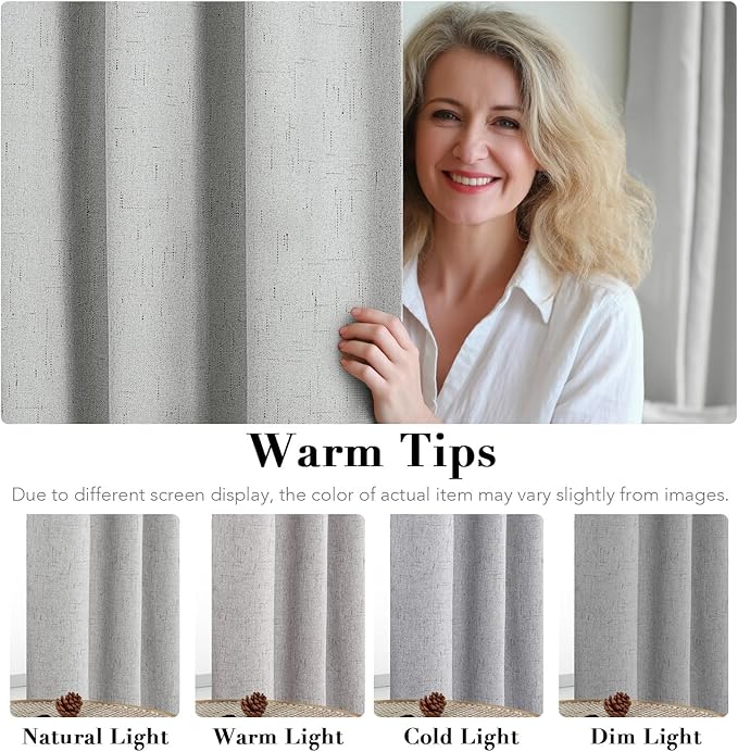 H.VERSAILTEX 100% Blackout Curtains for Bedroom Thermal Insulated Linen Textured Curtains Heat and Full Light Blocking Drapes Living Room Curtains 2 Panel Sets, Glacier Gray, 42x84 Inch