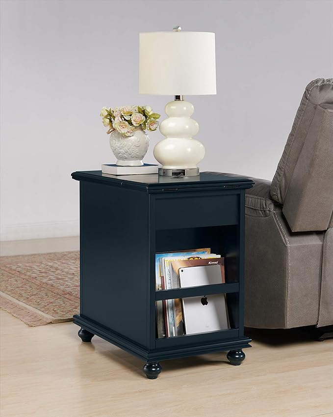 Martin Svensson Home Elegant Chairside End Table with Power, Catalina Blue