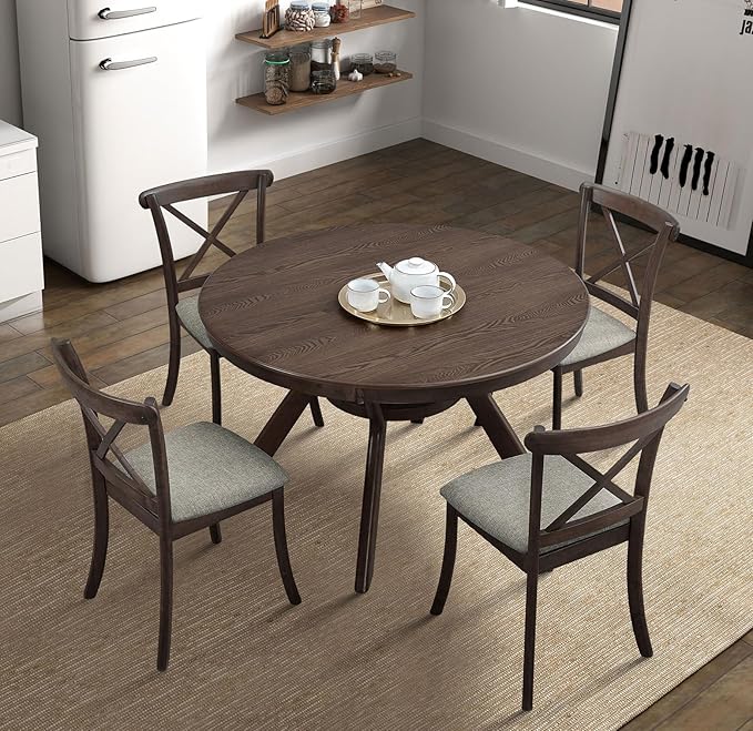 Wooden Dining Chairs Set of 2, Kitchen Chairs Upholstered Dining Chair, Farmhouse Dining Chairs for Dining Table, Max Load 300 Lbs,Dark Brown