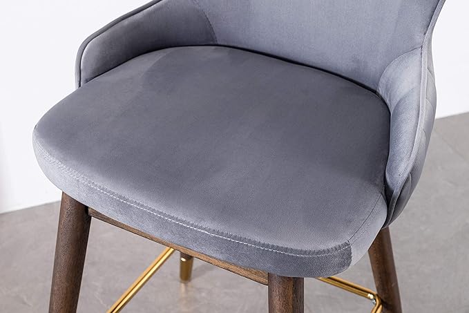 Roundhill Furniture Leland Fabric Upholstered Wingback Bar Stools, Set of 2, Gray