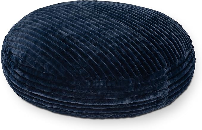 Jaxx 6 Foot Cocoon - 2-in-1 Convertible Bean Bag Bed & Large Bean Bag Chair for Adults, Premium Luxe Faux Fur - Mondo Midnight Blue