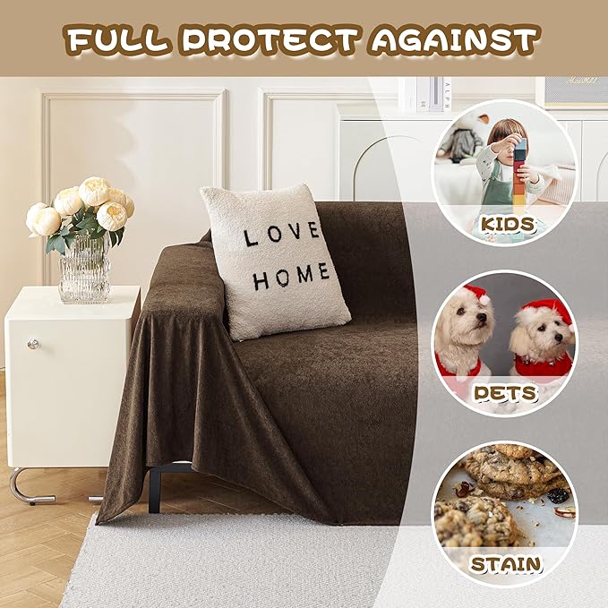 MYSKY HOME Sectional Couch Covers, Couch Cover for 3 Cushion, Couch Covers for Sofa, Dog Couch Protector, L Shape Sofa Cover Sofa Slipcovers Washable Furniture Covers for Pets, 91" x 118", Dark Brown
