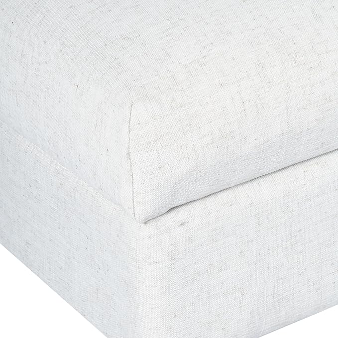 HomePop Home Decor | Upholstered Decorative Storage Ottoman Bench | Ottoman Bench with Storage for Living Room & Bedroom | Decorative Home Furniture, Cream Textured Woven