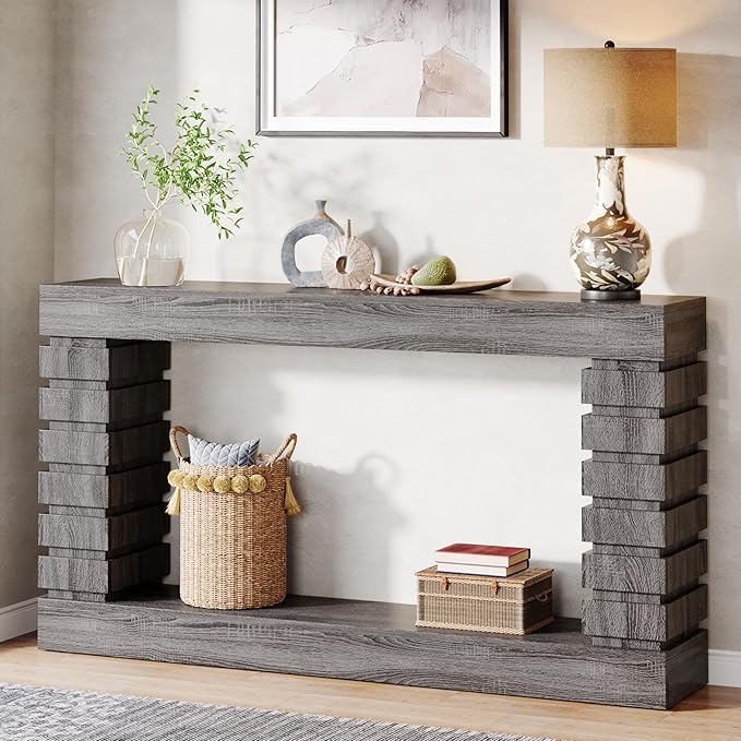 Tribesigns 70.8-Inch Long Console Table, Wood Entryway Table with Storage, Narrow Sofa Table for Living Room Entryway Hallway (Gray)