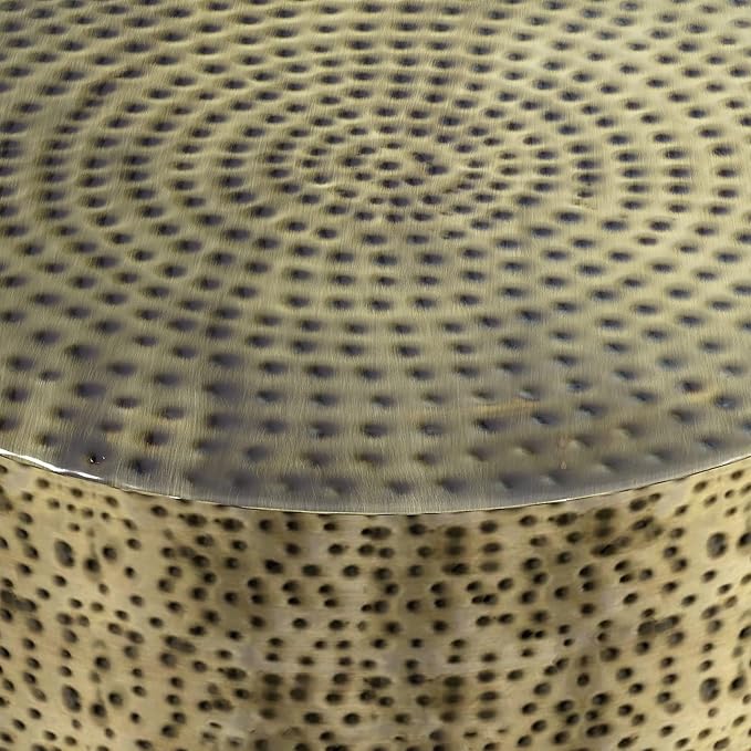 SIMPLIHOME Montrose Metal Coffee Table - 30 inch Wide Solid Iron Round Living Room Table in Antique Gold and Black, Modern Industrial Cocktail Table for Lounge with Hand-Hammered Texture, Assembled