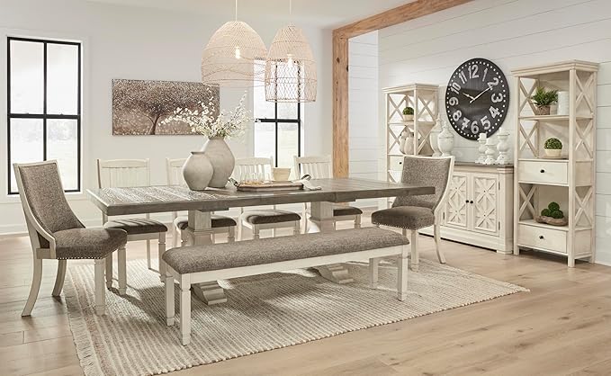 Signature Design by Ashley Bolanburg Modern Farmhouse Upholstered Dining Chair, 2 Count, Brown