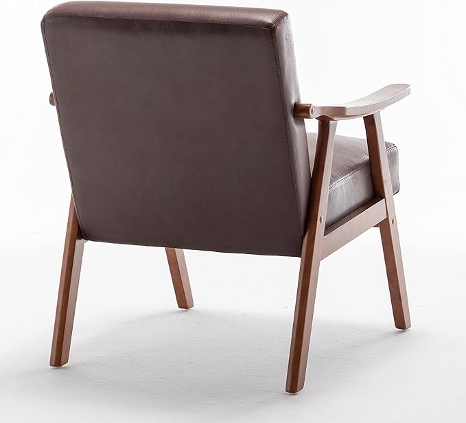 Container Furniture Direct Accent Chair with Microfiber Upholstery and Solid Wood Frame, Classic Mid-Century Modern Living Room Furniture for Extra Seating, Dark Brown