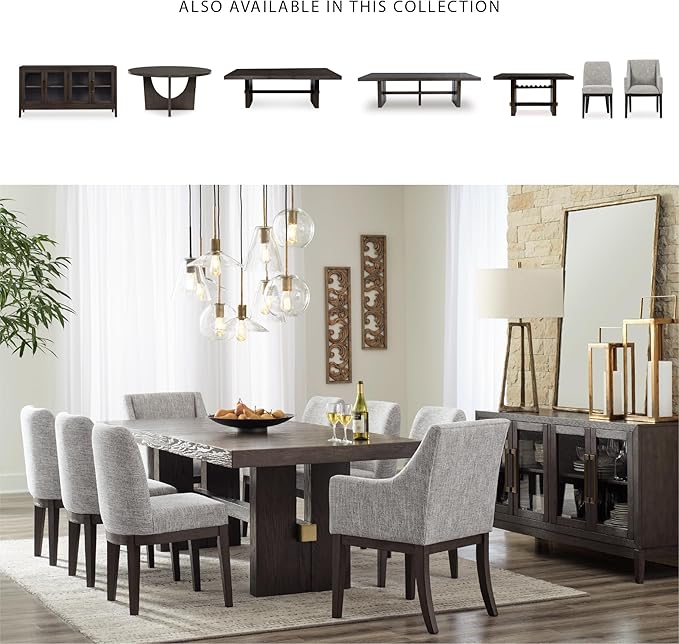 Signature Design by Ashley Burkhaus Traditional Upholstered Dining Chair, Set of 2, Dark Brown