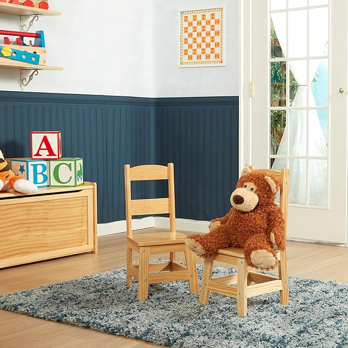 Melissa & Doug Wooden Chairs, Set of 2 - Blonde Furniture for Playroom