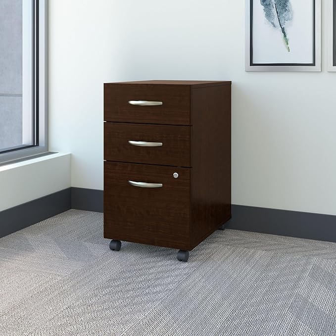 Bush Business Furniture Series C 3 Drawer Mobile File Cabinet in Mocha Cherry