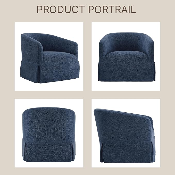 Swivel Accent Chair Set of 2, 360 Degree Performance Fabric Armchair Modern Barrel Chairs Armchair for Living Room Bedroom Home and Office,Blue