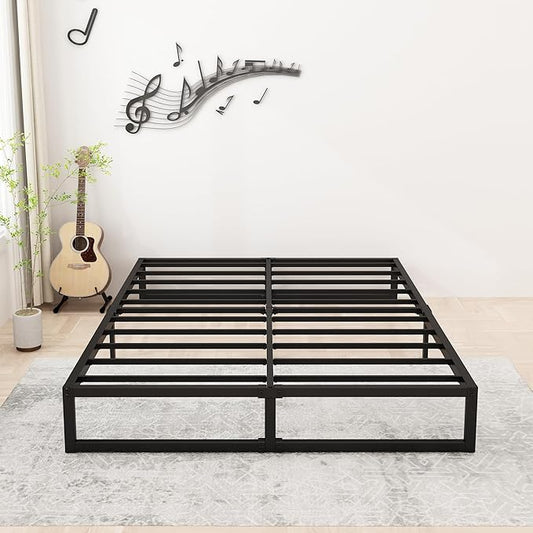 12 Inch King Size Bed Frame Sturdy Mattress Foundation, Heavy Duty Metal Platform with Steel Slats Support No Box Spring Needed, Noise Free, Easy Assembly, Black
