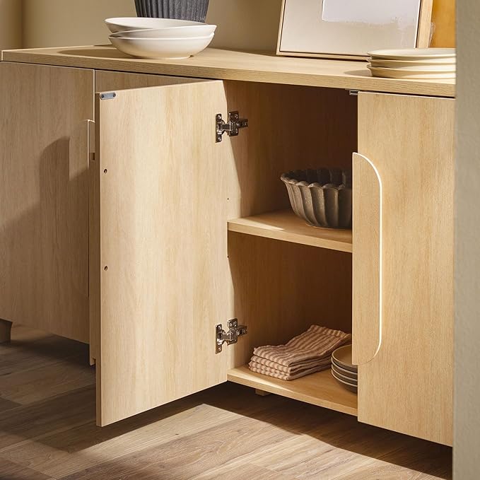 Walker Edison Chantelle Sideboard Buffet with Storage, 64", Coastal Oak