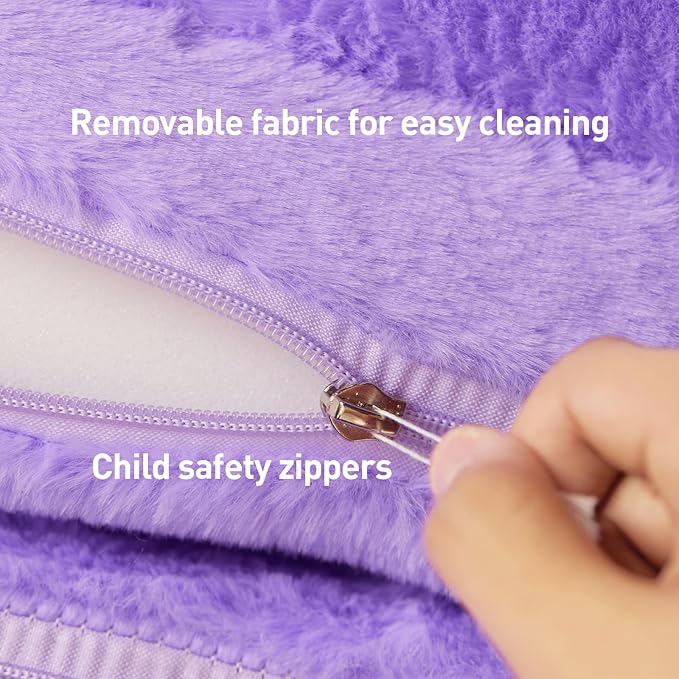 MOONBEEKI Toddler Chair Comfy，Foldable Princess Couch for Girl, Toddler Recliners for Kids Over 18 Months, Kids Sofa Bed Fold Out(Purple)