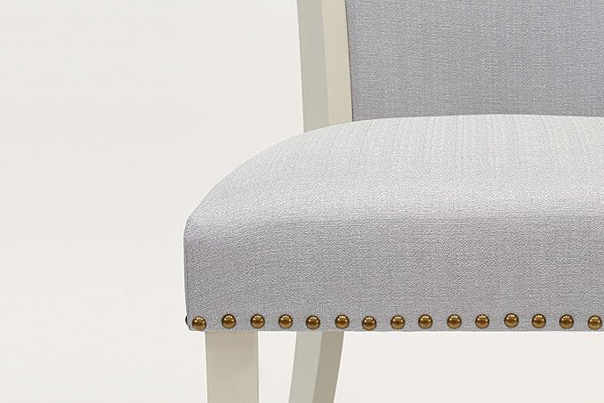 East West Furniture X077VE005-9 9 Piece Modern Dining Table Set Includes a Rectangle Wooden Table with X-Legs and 8 Grey Linen Fabric Parsons Dining Chairs, 40x72 Inch, Multi-Color