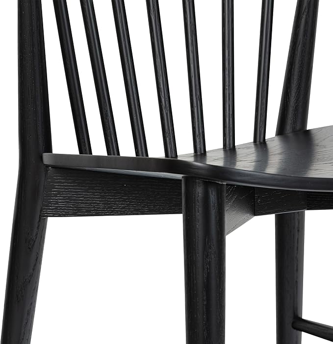 POLY & BARK Ligna Dining Chair Oak – Mid-Century Inspired Chair with Sculpted Spindle Back – Solid American Walnut Frame and Engineered Wood Veneered Seat – Fully Assembled and Ready to Use