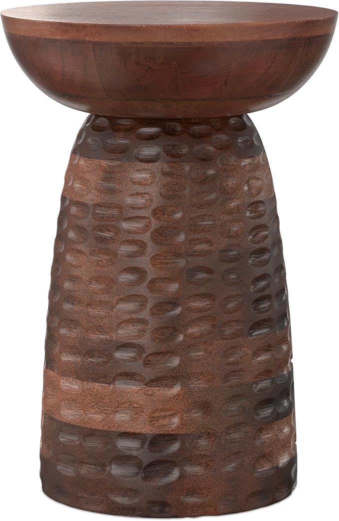 SIMPLIHOME Boyd 13-inch Wide Solid Mango End Table in Warm Dark Brown, Contemporary-Style Accent Table for Living Room, Bedroom, or Family Room, Assembled