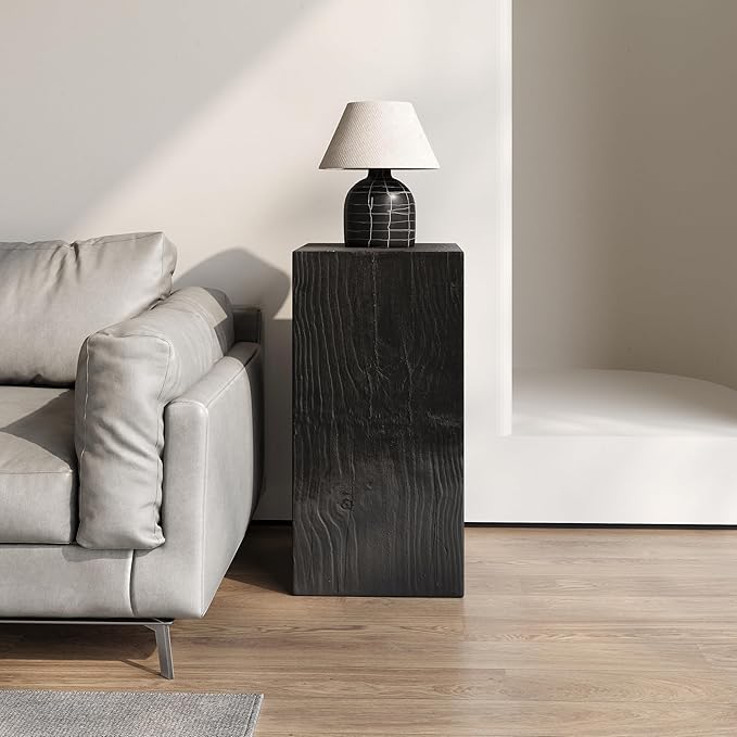 Christopher Knight Home Bard 33.75" Square Living Room Side Table, Wood-Like Distressed Finish End Table, Decorative Accent Table for Indoor Outdoor Usage, Space Saving Furniture, Black