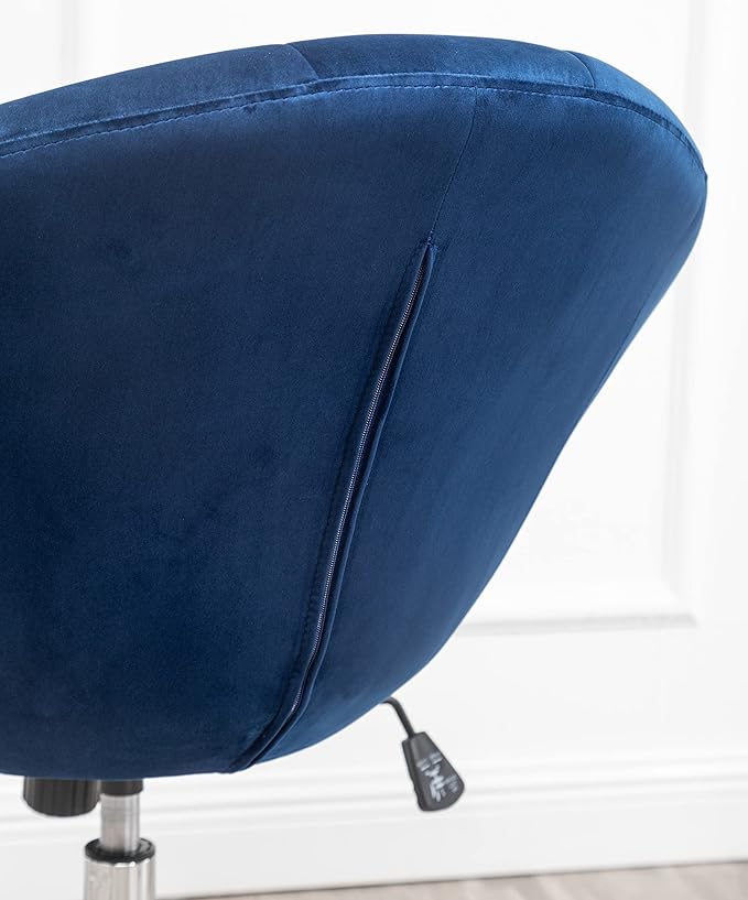 Roundhill Furniture Noas Velvet Upholstered Tufted Back Swivel Accent Chair, Blue