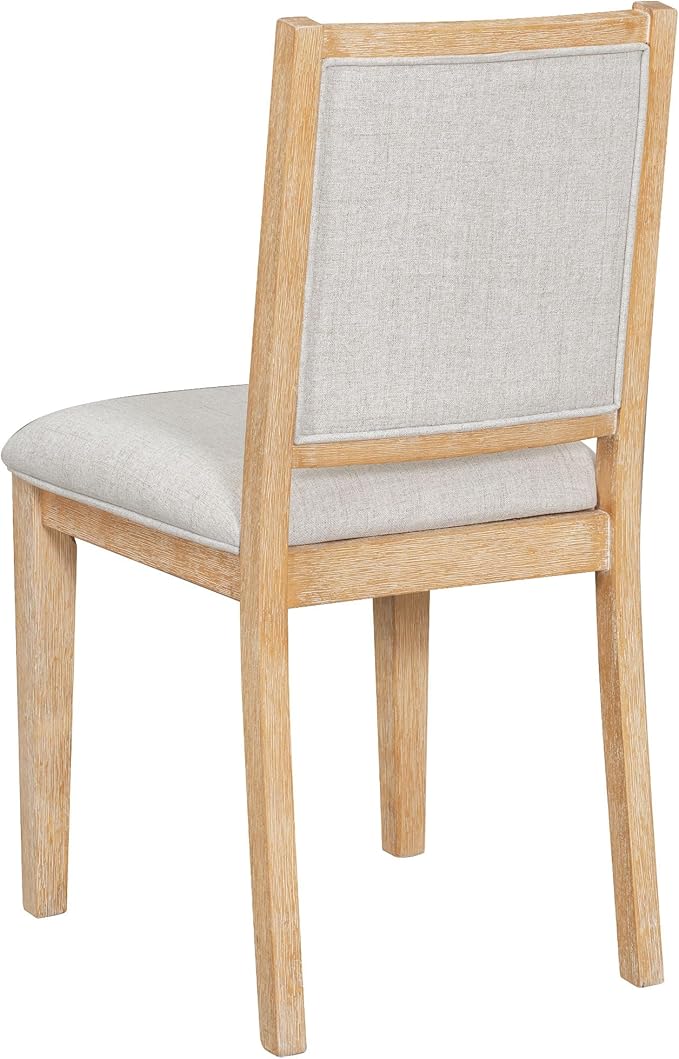 Merax 5-Piece Extendable Round Dining Table Set 42"-58" Retro Functional Table and 4 Upholstered Chairs for Dining Room and Living Room (Natural)