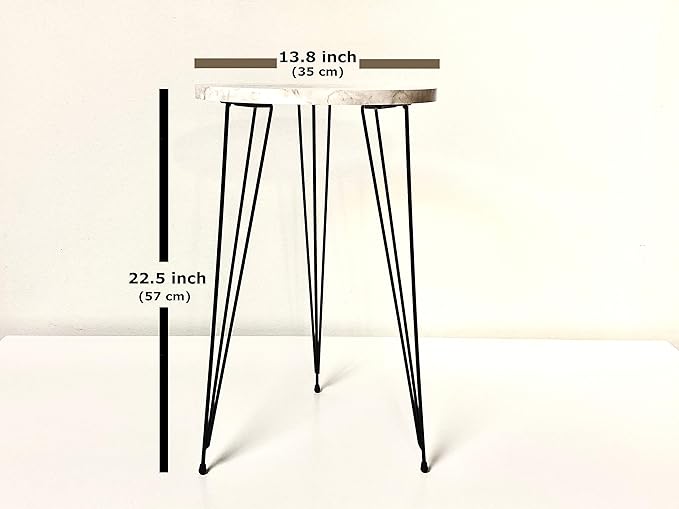 PAK HOME - Set of 2 End Table - High Gloss Shiny Grey Marble Look Round Wood Sofa Side Coffee Tables for Small Spaces, Nightstand Bedside Table with Gold Metal Legs for Bedroom, Living Room