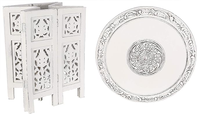 The Wooden Town Handcrafted White Wood End Table - Antique Finish, Small Accent Table 18"x18" for Living Room, Bedroom, Sofa Side or Nightstand Use