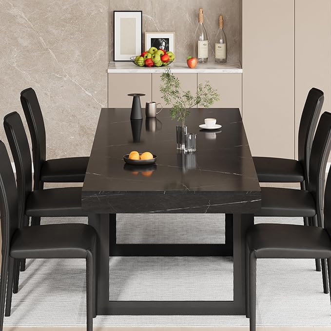 63"-78.74" Rectangular Extendable Dining Table for 6-10 People – Modern Farmhouse Wooden Kitchen Table with Brown Finish, Large Extendable Table for Dining Room or Conference Use