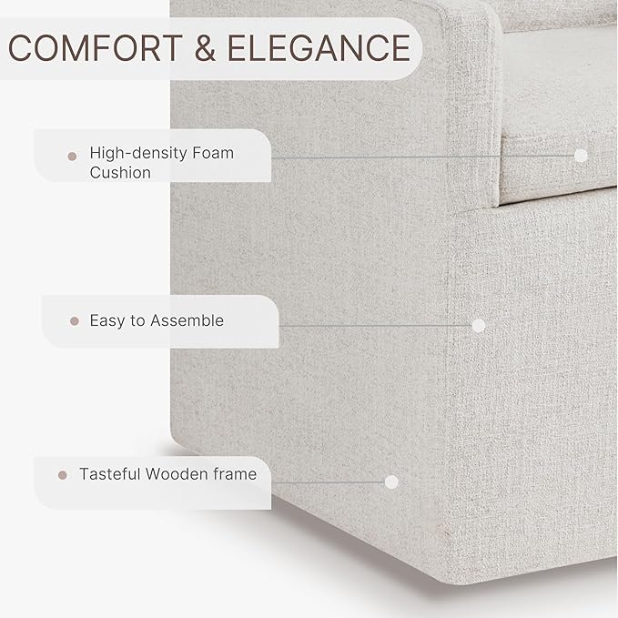 Upholstered Dining Chairs with Casters Easy Assembly Side Deskchair with Rollers for Diningroom, Living Room, Linen, 1 Box