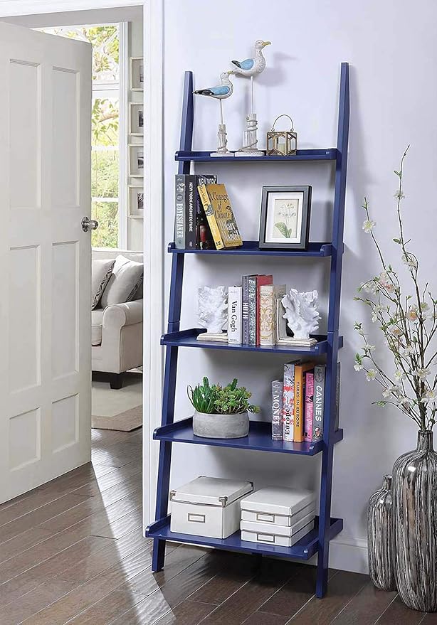 Convenience Concepts American Heritage Bookshelf Ladder, Cobalt Blue