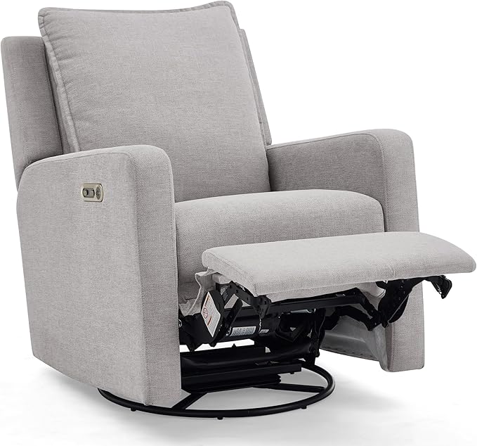 Delta Children babyGap Harlowe Power Recliner with USB-A & Charging Port Greenguard Gold Certified – Stain-Resistant Performance Fabric is Oeko-TEX Standard 100 Certified, Ash