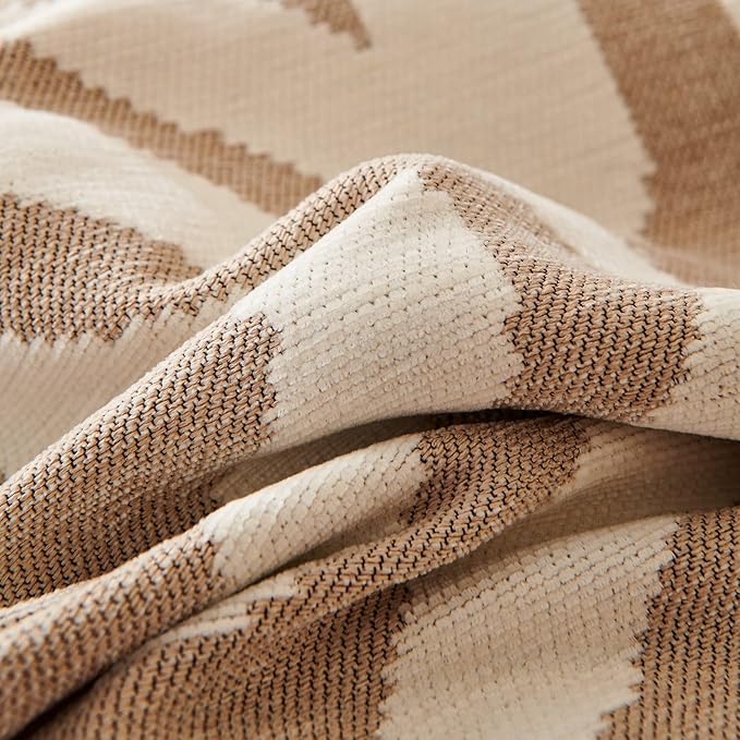 STACYPIK Boho Couch Cover Khaki Triangle Sofa Cover for Dog Cat Anti-Scratch Loveseat Cover Reversible Non Slip Couch Protector for 2 Cushion Couch Chenille Jacquard Couch Cover for Sectional-71X118IN