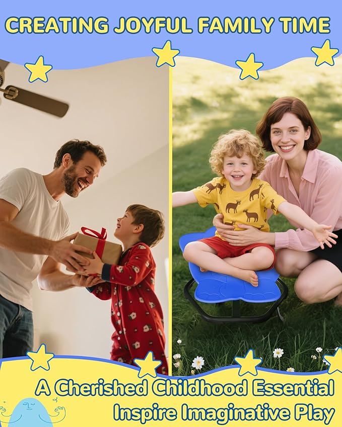 Spinning Chair for Autistic Kids, 21" L × 16" W Sensory Toys for Kids with Autism, Sit and Spin, Toddlers & ADHD Children, Sensory Products Swivel Chair, Navy Blue