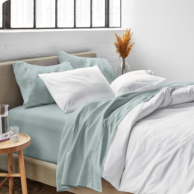 Bare Home Full Sheet Set - Luxury 1800 Ultra-Soft Microfiber Full Bed Sheets - Double Brushed - Deep Pockets - Easy Fit - 4 Piece Set - Bedding Sheets & Pillowcases (Full, Sea Spray)