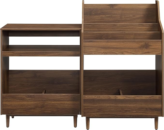 Crosley Furniture Liam 2-Piece Turntable Record Player Stand and Vinyl Storage, Mid Century Modern, Walnut