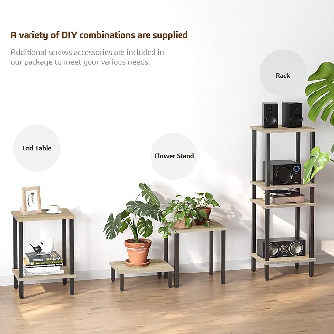 TUTOTAK End Table, Side Table, Nightstand, 2-Tier Storage Shelf, Sofa Side Table for Small Space, Living Room, Bed Room TB01BO034