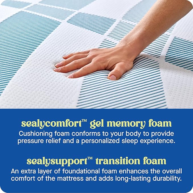 Sealy Dreamlife 12” Foam Mattress-in-a-Box, California King, SealyComfort Gel Memory Foam, SealySupport Transition Foam, Surface-Guard Technology