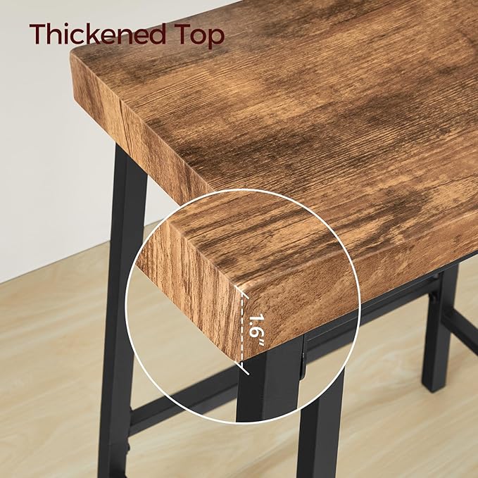 Bar Stools,Counter Height Bar Stools Set of 2, 23.7 Inch Saddle Stools with Footrest, Kitchen Stools, Industrial Style, for Dining Room, Counter, Bar, Rustic Brown and Black BAHR0801N1